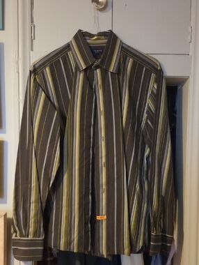 Ted Baker Brown and Yellow Stripe Dress Shirt